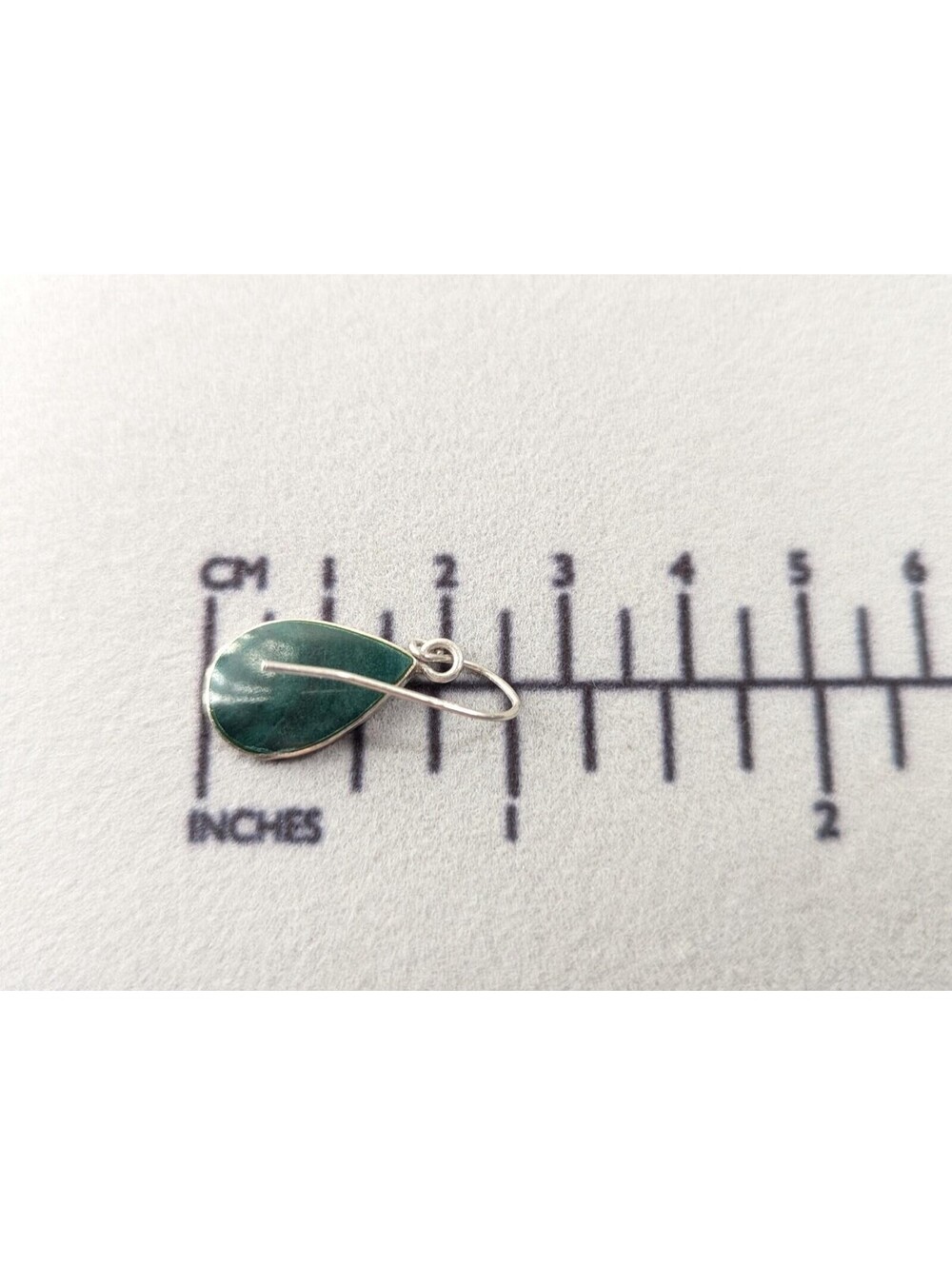 Sterling Silver Malachite Green Teardrop Marked 925 Dangle Stylish Earrings 2.4g - Picture 7 of 7